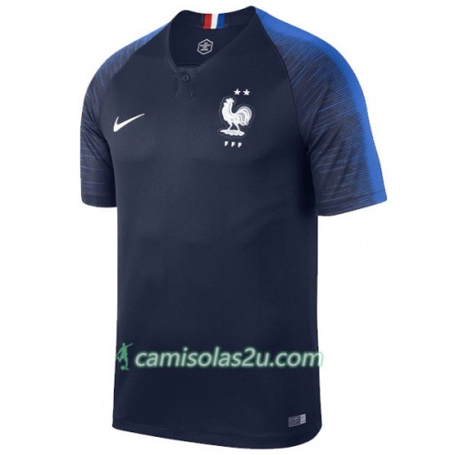 Camisolas de futebol Copa do Mundo 2018 Champions França 2 Star Equipamento Principal Manga Curta Camisolas de futebol Copa do Mundo 2018 Champions França 2 Star Equipamento Principal Manga Curta